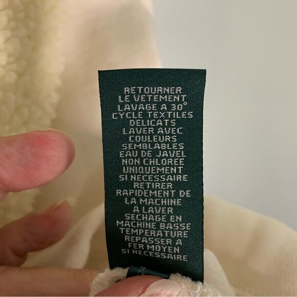 Ralph Lauren Jeans Co Women's Cream Sherpa Collar Jacket Soft Knit Large - Picture 4 of 7